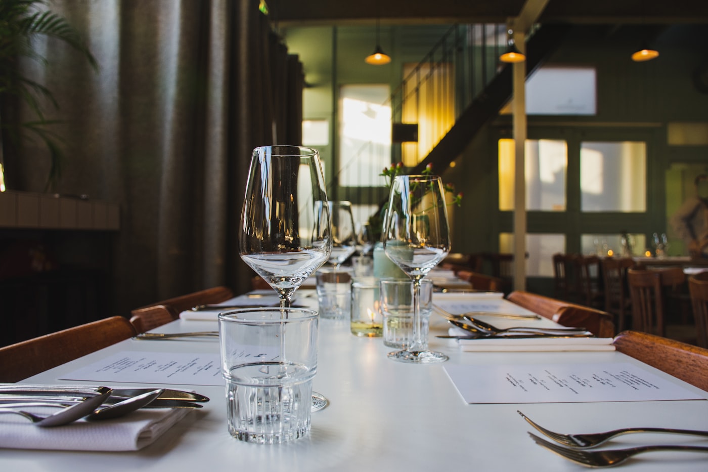 A set table in the Grille Room