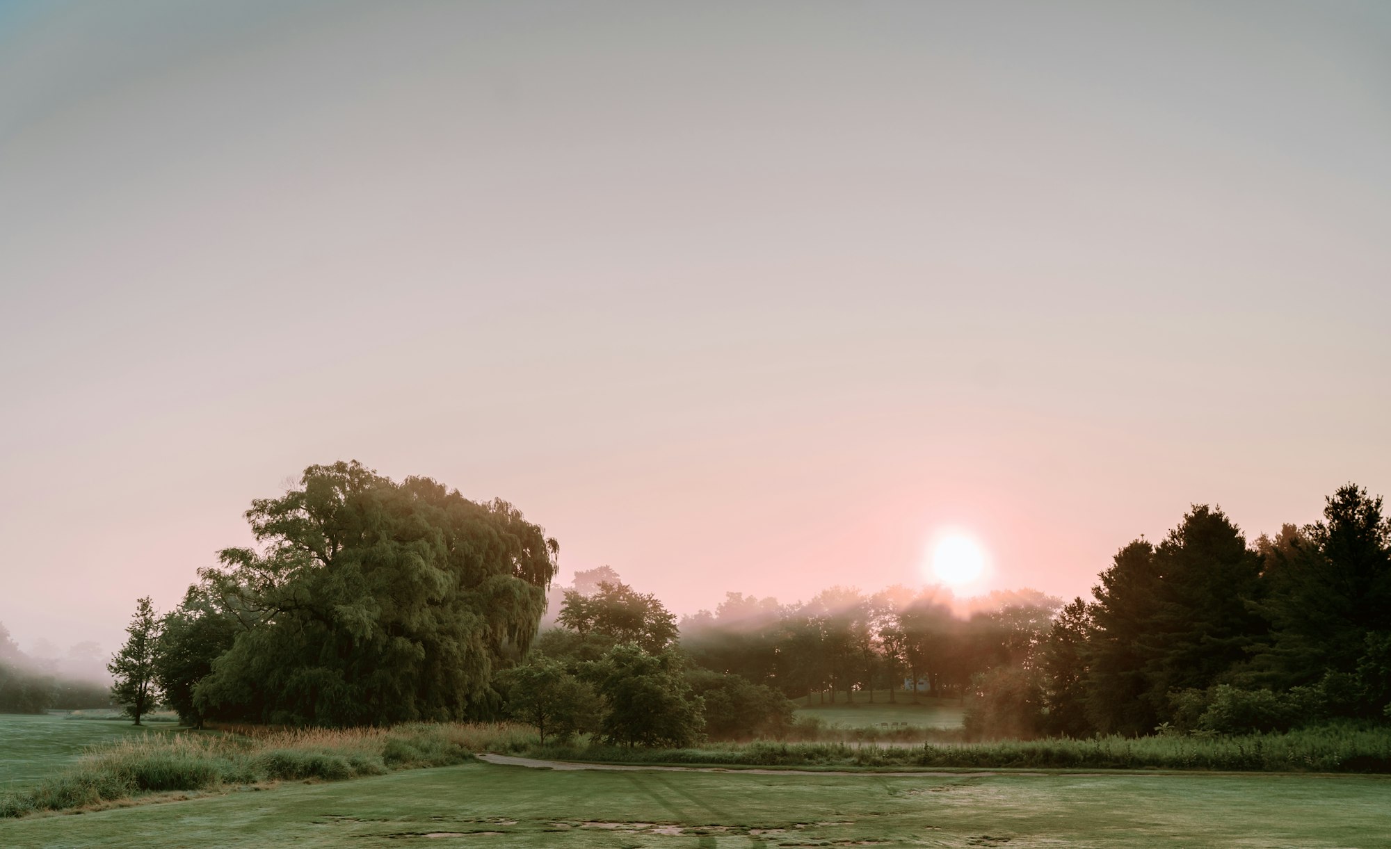 Morning light over the course